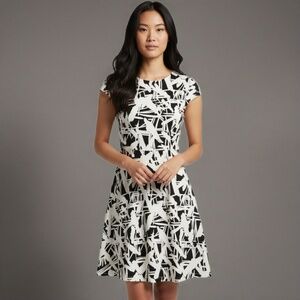 NWT Michael Kors Cap Sleeve Print Flare Dress